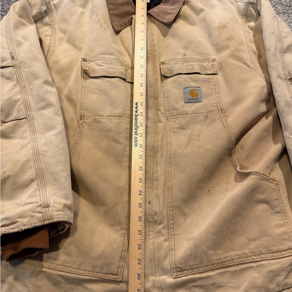 Carhartt Jacket Mens 4XL* Tan Quilt Lined Workwear Duck Canvas Distressed Faded*